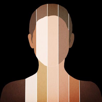 Ilustracja ludzkiej twarzy w róznych kolorach skóry jako wyra