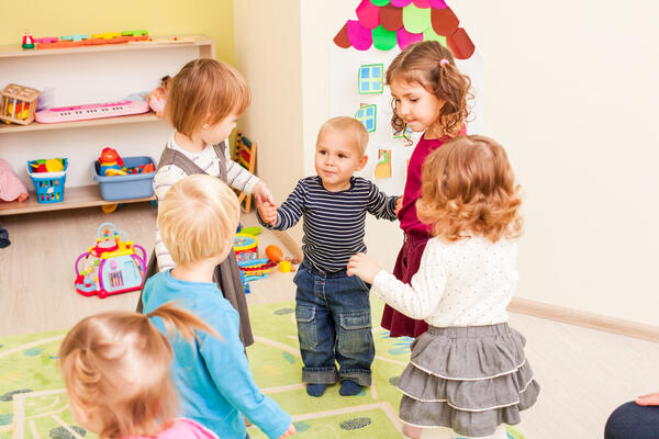 Group of little children dancing 