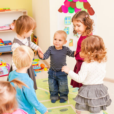 Group of little children dancing 