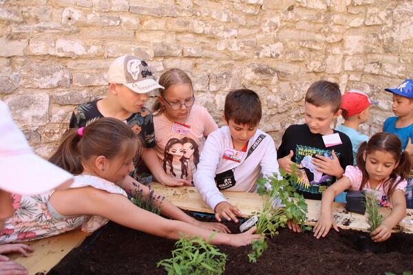 Die Kräuter wurden unter den Kindern verteilt, um dann eingepflanzt zu werden. 2