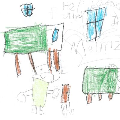 Die Kinder der Tagesgruppe haben Bilder von ihren Ferien gemalt.