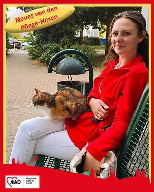 Pflegedienst-Azubine Karolina und Katze Lotti