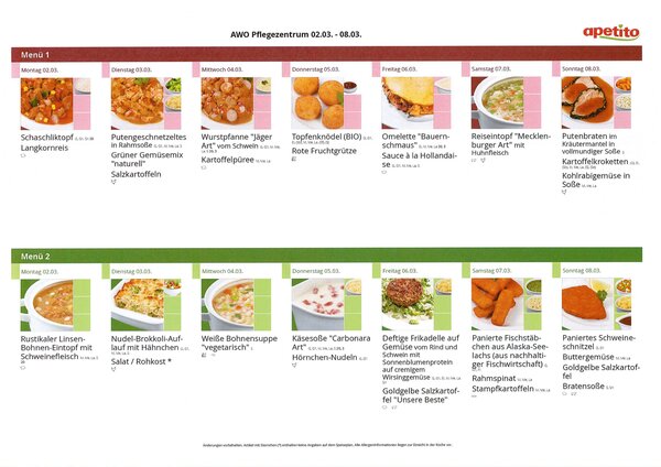 Men&uuml; M&auml;rz 2 bis 8