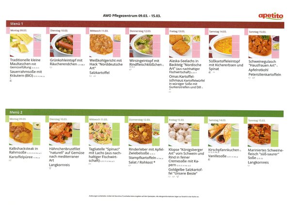 Men&uuml; 09. bis 15. M&auml;rz