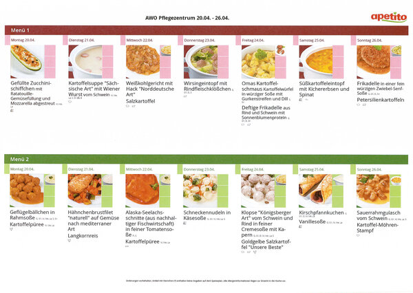 speiseplan 20 bis 26 April 2026