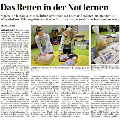 MZ-Artikel: &ldquo;Das Retten in der Not lernen&ldquo;