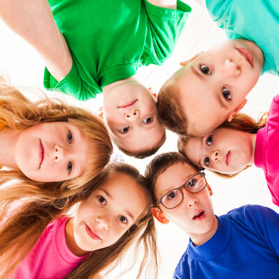 Kids faces in a round