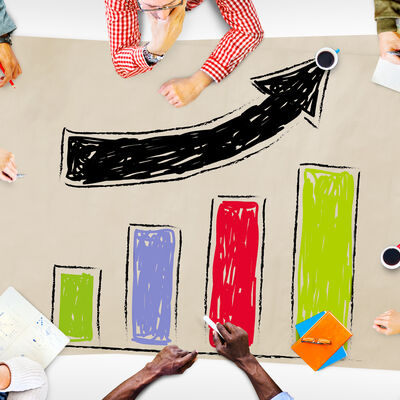 Bar Graph Growth Moving Up Improvement Concept